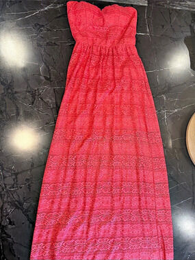 Pink Paisley Strapless Maxi Dress